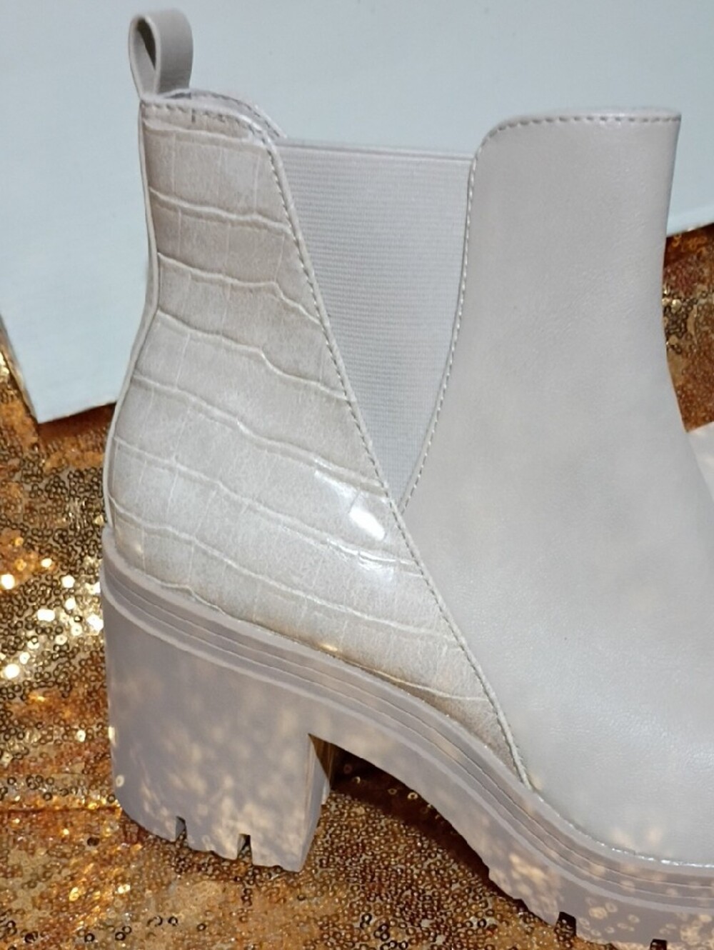Sun + Stone Off-White/Cream Platform Chelsea Bootie - Picture 2 of 6